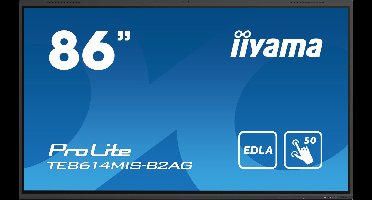 iiyama PROLITE TE8614MIS-B2AG Digitale signage flatscreen 2,18 m (86") LCD Wifi 435 cd/m² 4K Ultra HD Zwart Touchscreen Type processor Android 24/7