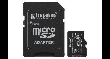 Kingston Technology 256GB microSDXC Canvas Select Plus Gen3 150MB/s A1 kaart + adapter