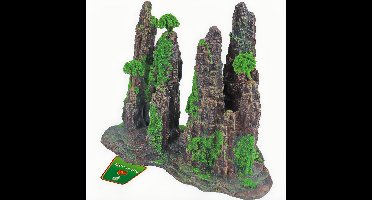 Boon Polyresin Aquariumdecoratie Rotszuilen met Mos, Boom & Schuilplaats - 22cm