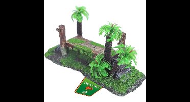 Boon Aquarium Ornament - Steiger met Mos & Bomen, Natuurlijk Polyresin 20cm, Veilig & Duurzaam