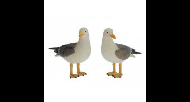 Dieren decoratie beeld - Vogel - Zeemeeuw staand - 15 cm - polystone