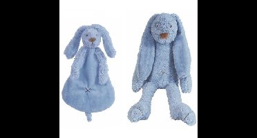 Kraamcadeau Rabbit Ritchie donker blauw Happy Horse knuffeldoekje en knuffel konijntje