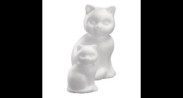Piepschuim dieren figuren - kat / poes - wit - 13 cm