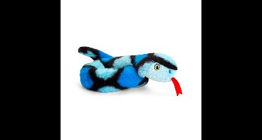 Pluche knuffel dier kleine opgerolde slang blauw 65 cm