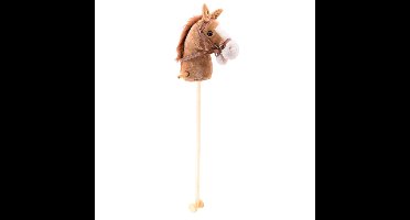 Pluche stokpaardje met geluid - lichtbruin - 98 cm - speelgoed