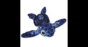 Pluche zeeschildpad knuffel - blauw - groot formaat van 39 cm