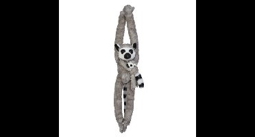 Ravensden Pluche knuffel - ringstaart aapje - hangend - grijs - 85 cm