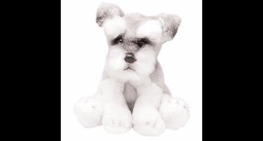 Suki Gifts Knuffel Schnauzer - hond knuffeldier - wit met grijs - 13cm