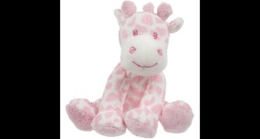 Suki Gifts knuffeldier - giraffe - roze/wit - pluche - 14 cm