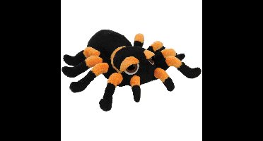 Suki gifts Pluche knuffel spin - tarantula - zwart/oranje - 22 cm