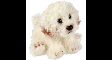 Suki Gifts Pluche knuffeldier hond - Bichon Frise - creme wit - 13 cm - huisdieren thema