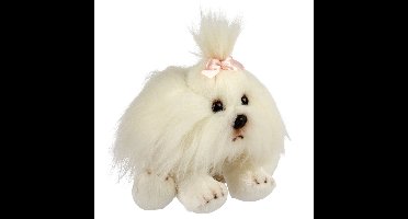 Suki Gifts Pluche knuffeldier hond - Shih Tzu - wit - 13 cm - huisdieren thema