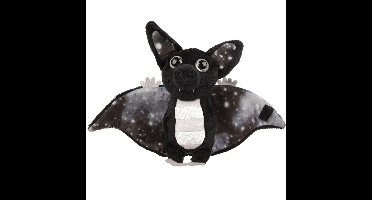 Suki Gifts Pluche knuffeldier vleermuis - zwart/wit - 17 cm - speelgoed