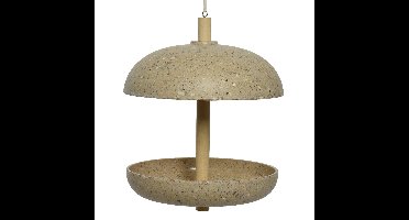 Vogel voedersilo hangend - bamboe hout - lichtbruin - 21 x 25 cm