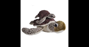 Wild Republic pluche knuffel dier familie zeeschildpadden - 36 cm