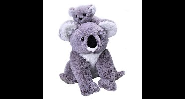 Wild Republic Pluche koala beer met baby - knuffel - grijs - 38 cm