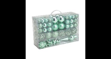 111x stuks kunststof kerstballen mint groen 3, 4 en 6 cm met piek