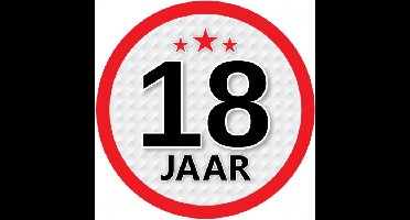 18 jaar leeftijd sticker - rond - Dia 15 cm - 18 jaar verjaardag - jubileum - leeftijd versiering