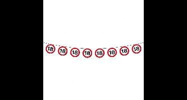 1x Feestartikelen slinger versiering 18 jaar verkeersborden 10 meter