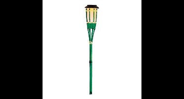 1x Groene buiten/tuin LED fakkel Bodi solar verlichting 54 cm vlam