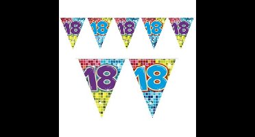 1x Mini vlaggenlijn feestversiering met leeftijd 18