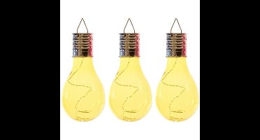 3x Solarlamp lampbolletjes/peertjes op zonne-energie 14 cm geel