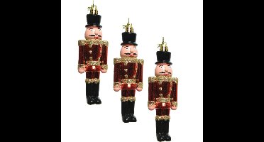 4x Kerstboomhangers notenkrakers poppetjes/soldaten rood 9 cm