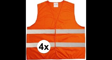 4x Oranje veiligheidsvesten voor volwassenen