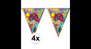 4x Plastic Abraham 50 jaar vlaggenlijnen