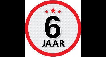 6 jaar leeftijd sticker - rond - Dia 15 cm - 6 jaar verjaardag - jubileum - leeftijd versiering