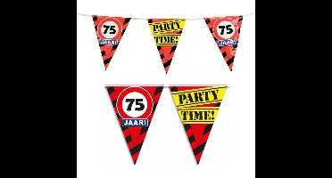 75 jaar verjaardag vlaggenlijn - 10 meter - stopborden - plastic