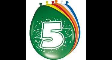8x stuks Gekleurde ballonnen 5 jaar