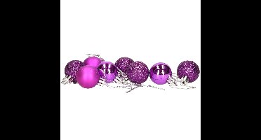 8x stuks kerstballen paars mix van mat/glans/glitter kunststof 3 cm