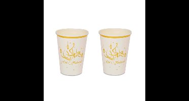 8x stuks Ramadan Mubarak thema bekertjes wit/goud 350 ml