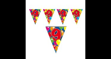 9 jaar Leeftijd versiering vlaggenlijn - vlaggetjes - verjaardag - 10 meter - plastic