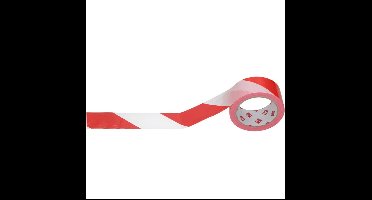 Afzetlint - rood/wit - 45 mm x 100 meter - polyethyleen - markeerlint - afzettape