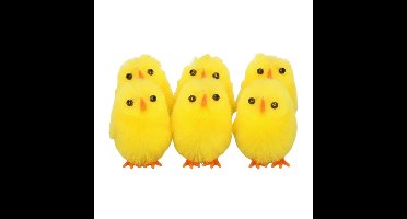 Arti Casa Paaskuikens - 6x stuks - geel - pluche - H3,5 cm - pasen - paasversiering/paasdecoratie