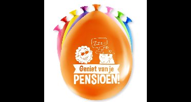 Ballonnen pensioen - Geniet van je pensioen - 8x st - gekleurd - ca 30 cm - latex