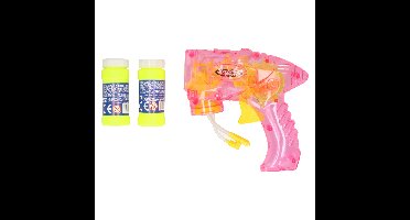 Bellenblaas speelgoed pistool - met vullingen - roze - 15 cm - plastic - bellen blazen
