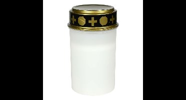 Benson Grafkaars/gedenklicht - LED licht - wit - waterbestendig - op batterijen - D6,5 x 12 cm