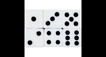 Benson Speelgoed Dobbelstenen - 6x stuks - wit/zwart - kunststof