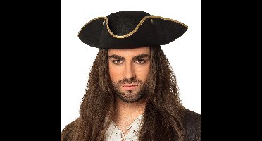 Boland Piratenhoed zwart - Verkleed hoeden - Volwassenen - polyester - 59 cm