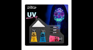Boland Verkleed Schmink set Skull - UV Neon - paars/roze/blauw - Halloween - blacklight schmink