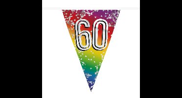 Boland Vlaggenlijn 60 jaar - 6 meter - glitter folie - slinger - 60e verjaardag versiering