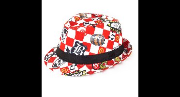 Carnaval hoedje Kojak - rood/wit geblokt - Brabant thema - Carnaval/themafeestjes