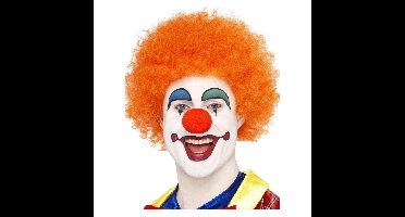 Carnaval verkleed Afropruik groot - oranje - volwassenen - krullen - clown