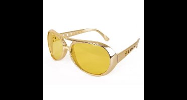 Carnaval verkleed bril - Elvis bril - goud - thema feest - voor volwassenen