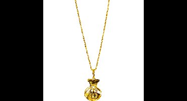 Carnaval verkleed geldzak met dollar teken ketting/sieraad - goud - kunststof - pooier/gangster - ac