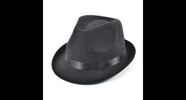 Carnaval verkleed hoed voor een Maffia/gangster - antraciet - polyester - volwassenen