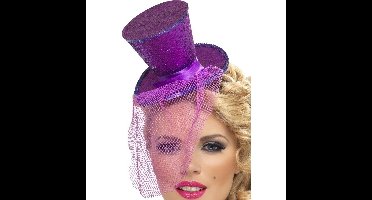 Carnaval verkleed mini hoedje op diadeem - Funny hoge hoed - Paard - Dames
